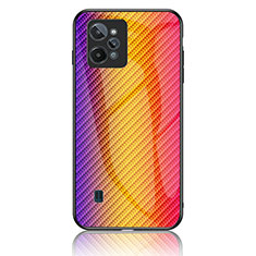 Silicone Frame Mirror Rainbow Gradient Case Cover LS2 for Realme C31 Orange