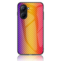 Silicone Frame Mirror Rainbow Gradient Case Cover LS2 for Realme C33 (2023) Orange