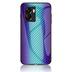 Silicone Frame Mirror Rainbow Gradient Case Cover LS2 for Realme V23 5G Blue