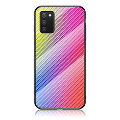Silicone Frame Mirror Rainbow Gradient Case Cover LS2 for Samsung Galaxy A02s Pink