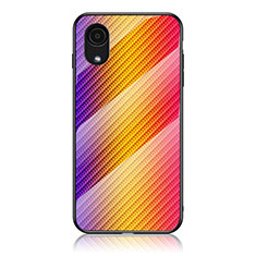 Silicone Frame Mirror Rainbow Gradient Case Cover LS2 for Samsung Galaxy A03 Core Orange