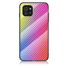 Silicone Frame Mirror Rainbow Gradient Case Cover LS2 for Samsung Galaxy A03 Pink