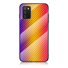 Silicone Frame Mirror Rainbow Gradient Case Cover LS2 for Samsung Galaxy A03s Orange