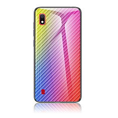 Silicone Frame Mirror Rainbow Gradient Case Cover LS2 for Samsung Galaxy A10 Pink