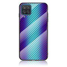 Silicone Frame Mirror Rainbow Gradient Case Cover LS2 for Samsung Galaxy A12 Blue