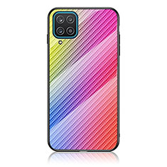 Silicone Frame Mirror Rainbow Gradient Case Cover LS2 for Samsung Galaxy A12 Pink