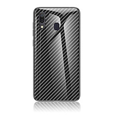 Silicone Frame Mirror Rainbow Gradient Case Cover LS2 for Samsung Galaxy A30 Black