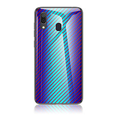 Silicone Frame Mirror Rainbow Gradient Case Cover LS2 for Samsung Galaxy A30 Blue