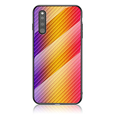Silicone Frame Mirror Rainbow Gradient Case Cover LS2 for Samsung Galaxy A41 SC-41A Orange