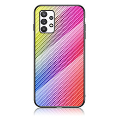 Silicone Frame Mirror Rainbow Gradient Case Cover LS2 for Samsung Galaxy A53 5G Pink