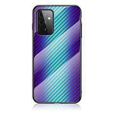 Silicone Frame Mirror Rainbow Gradient Case Cover LS2 for Samsung Galaxy A72 4G Blue