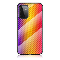 Silicone Frame Mirror Rainbow Gradient Case Cover LS2 for Samsung Galaxy A72 5G Orange