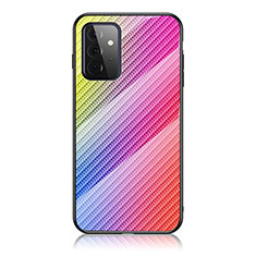 Silicone Frame Mirror Rainbow Gradient Case Cover LS2 for Samsung Galaxy A72 5G Pink