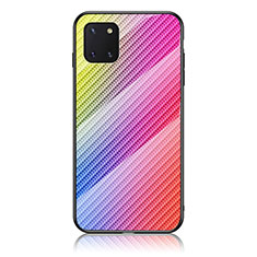 Silicone Frame Mirror Rainbow Gradient Case Cover LS2 for Samsung Galaxy A81 Pink