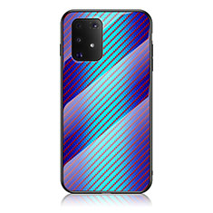 Silicone Frame Mirror Rainbow Gradient Case Cover LS2 for Samsung Galaxy A91 Blue
