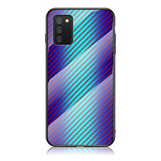 Silicone Frame Mirror Rainbow Gradient Case Cover LS2 for Samsung Galaxy F02S SM-E025F Blue