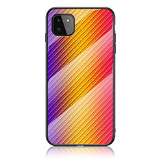 Silicone Frame Mirror Rainbow Gradient Case Cover LS2 for Samsung Galaxy F42 5G Orange