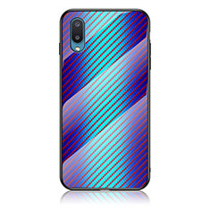 Silicone Frame Mirror Rainbow Gradient Case Cover LS2 for Samsung Galaxy M02 Blue