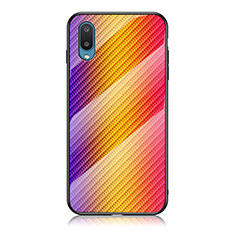 Silicone Frame Mirror Rainbow Gradient Case Cover LS2 for Samsung Galaxy M02 Orange
