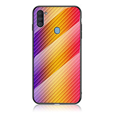 Silicone Frame Mirror Rainbow Gradient Case Cover LS2 for Samsung Galaxy M11 Orange