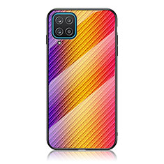 Silicone Frame Mirror Rainbow Gradient Case Cover LS2 for Samsung Galaxy M12 Orange