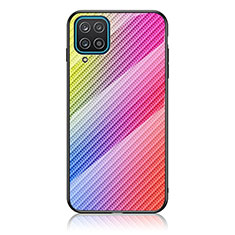 Silicone Frame Mirror Rainbow Gradient Case Cover LS2 for Samsung Galaxy M12 Pink