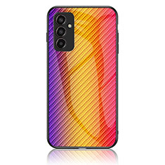 Silicone Frame Mirror Rainbow Gradient Case Cover LS2 for Samsung Galaxy M13 4G Orange
