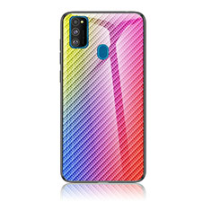Silicone Frame Mirror Rainbow Gradient Case Cover LS2 for Samsung Galaxy M30s Pink