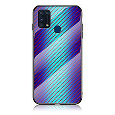 Silicone Frame Mirror Rainbow Gradient Case Cover LS2 for Samsung Galaxy M31 Blue