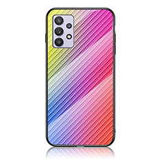 Silicone Frame Mirror Rainbow Gradient Case Cover LS2 for Samsung Galaxy M32 5G Pink