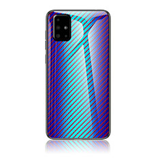 Silicone Frame Mirror Rainbow Gradient Case Cover LS2 for Samsung Galaxy M40S Blue