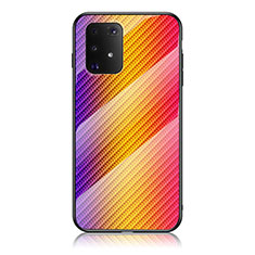 Silicone Frame Mirror Rainbow Gradient Case Cover LS2 for Samsung Galaxy S10 Lite Orange
