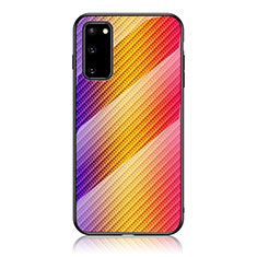 Silicone Frame Mirror Rainbow Gradient Case Cover LS2 for Samsung Galaxy S20 5G Orange