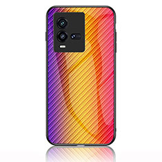 Silicone Frame Mirror Rainbow Gradient Case Cover LS2 for Vivo iQOO 10 5G Orange