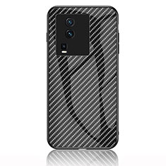 Silicone Frame Mirror Rainbow Gradient Case Cover LS2 for Vivo iQOO Neo7 5G Black