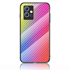 Silicone Frame Mirror Rainbow Gradient Case Cover LS2 for Vivo iQOO Z6 5G Pink