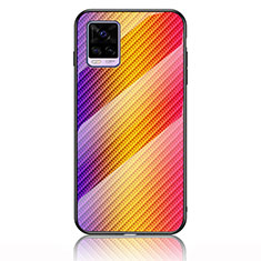 Silicone Frame Mirror Rainbow Gradient Case Cover LS2 for Vivo V20 (2021) Orange