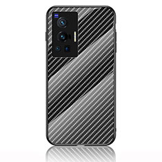 Silicone Frame Mirror Rainbow Gradient Case Cover LS2 for Vivo X70 Pro 5G Black