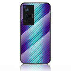 Silicone Frame Mirror Rainbow Gradient Case Cover LS2 for Vivo X70 Pro 5G Blue