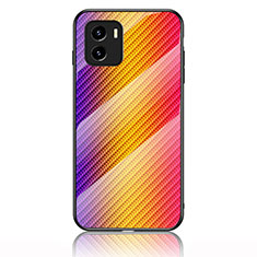 Silicone Frame Mirror Rainbow Gradient Case Cover LS2 for Vivo Y01 Orange