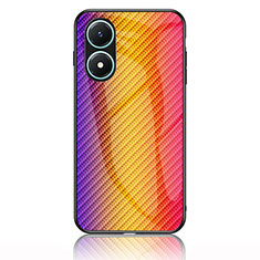 Silicone Frame Mirror Rainbow Gradient Case Cover LS2 for Vivo Y02S Orange
