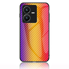 Silicone Frame Mirror Rainbow Gradient Case Cover LS2 for Vivo Y22 Orange