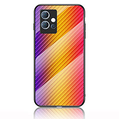 Silicone Frame Mirror Rainbow Gradient Case Cover LS2 for Vivo Y75 5G Orange