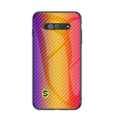 Silicone Frame Mirror Rainbow Gradient Case Cover LS2 for Xiaomi Black Shark 4S 5G Orange