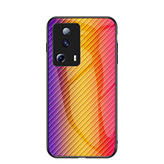 Silicone Frame Mirror Rainbow Gradient Case Cover LS2 for Xiaomi Mi 12 Lite NE 5G Orange