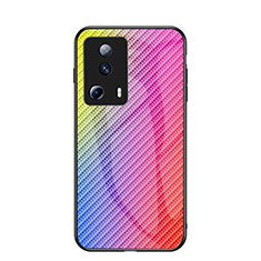 Silicone Frame Mirror Rainbow Gradient Case Cover LS2 for Xiaomi Mi 12 Lite NE 5G Pink