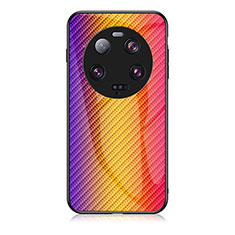 Silicone Frame Mirror Rainbow Gradient Case Cover LS2 for Xiaomi Mi 13 Ultra 5G Orange