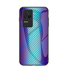 Silicone Frame Mirror Rainbow Gradient Case Cover LS2 for Xiaomi Poco F4 5G Blue