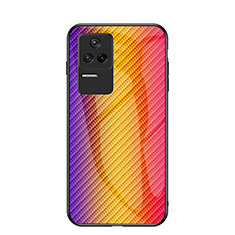 Silicone Frame Mirror Rainbow Gradient Case Cover LS2 for Xiaomi Poco F4 5G Orange