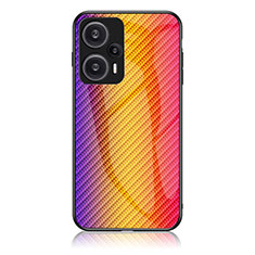 Silicone Frame Mirror Rainbow Gradient Case Cover LS2 for Xiaomi Poco F5 5G Orange